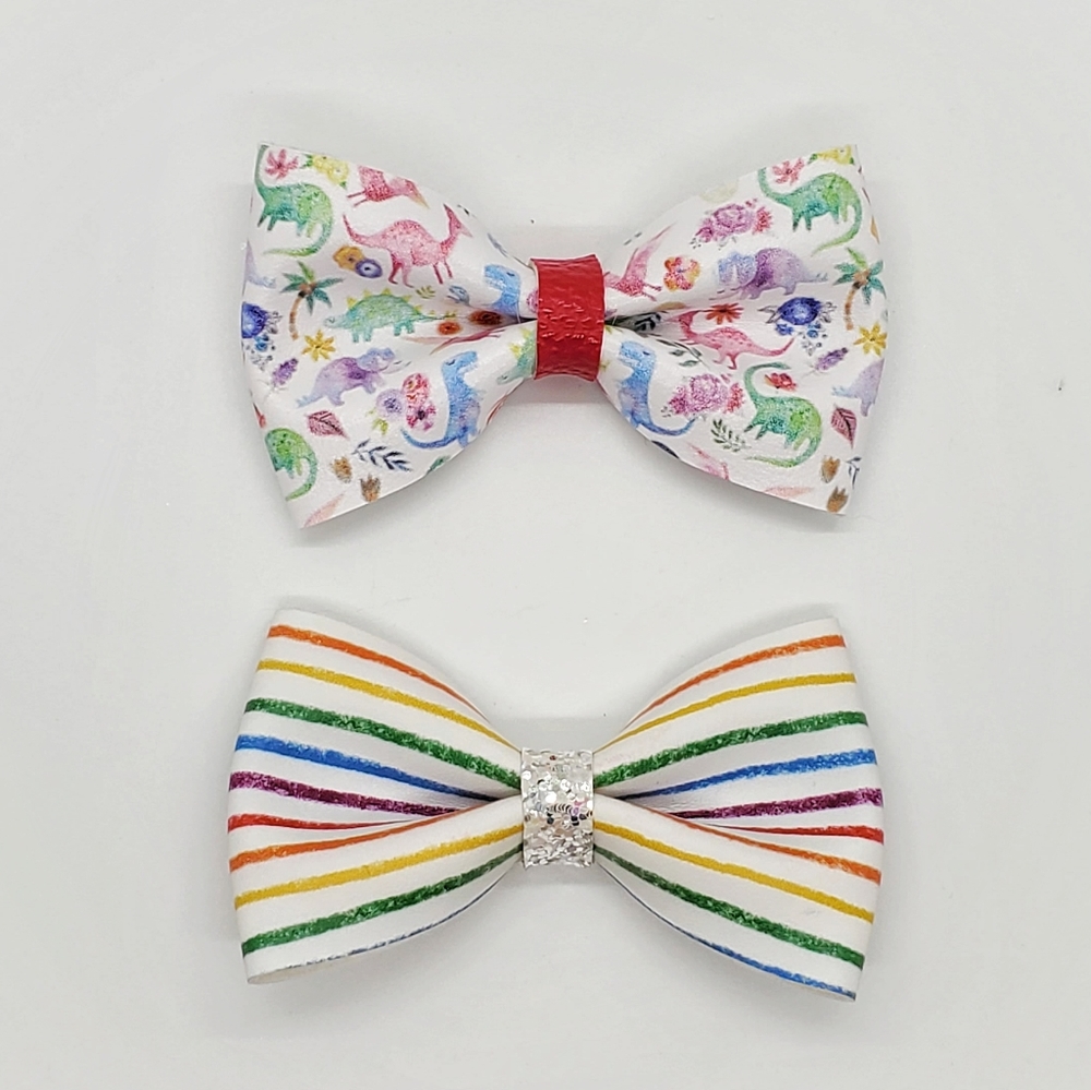 💜 Dinosaur Bow Tie Boy Men's Dino Rainbow Tie 💜